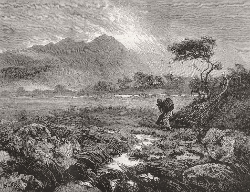 LANDSCAPES & SEASCAPES. A Land-Storm 1874 old antique vintage print picture